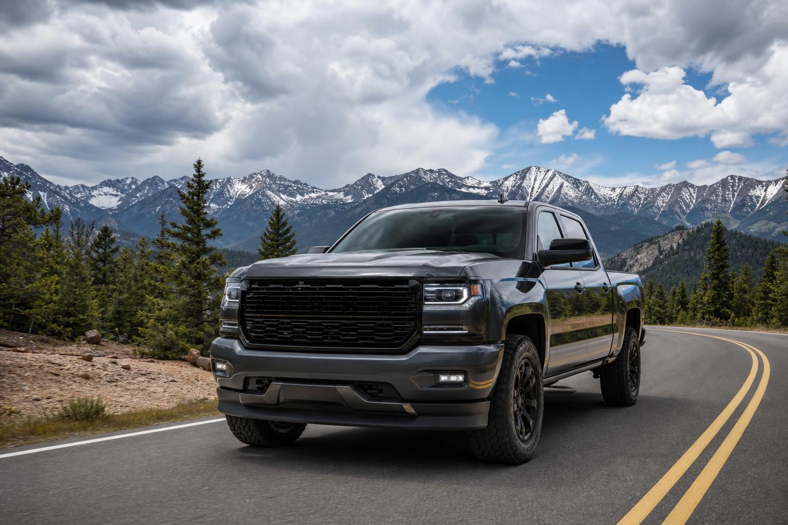 GMC on a Colorado mountain road near Boulder